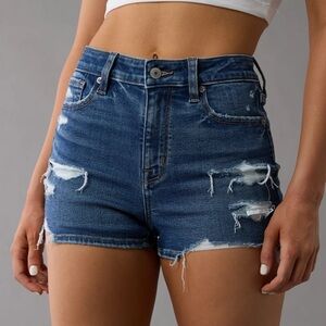 AE NEXT LEVEL PATCHED SUPER HIGH WAISTED DENIM SHORT